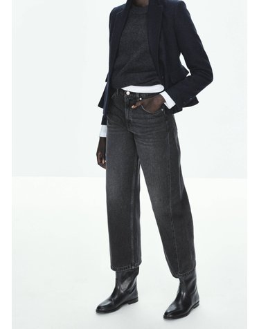 망고 벌룬 크롭 청바지 37017816_TN DENIM NEGRO