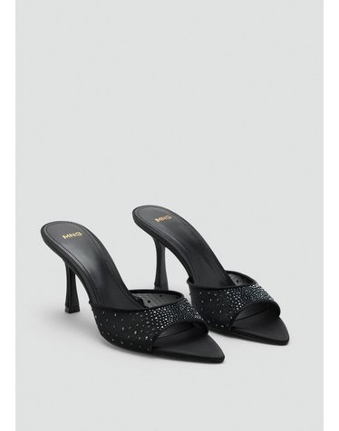 망고 라인스톤 오픈토 힐 뮬 샌들 37087785_99 NEGRO