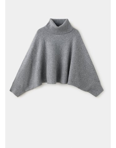 망고 하이넥 케이프 니트 스웨터 37077789_91 GRIS CLARO VIGORE