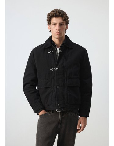 망고 순면 플랩 포켓 집업 자켓 37047900_TN DENIM NEGRO