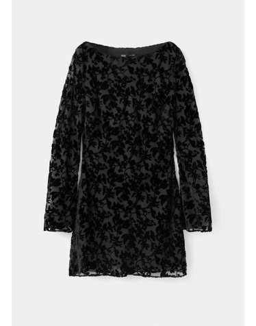 망고 데보레 보트넥 미니 원피스 37017786_99 NEGRO