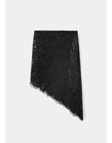 망고 비대칭 스팽글 자수 미디 스커트 37039131_99 NEGRO