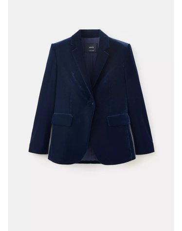 망고 벨벳 테일러드 블레이저 자켓 37099114_56 AZUL MARINO