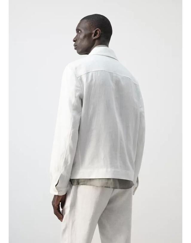 망고 망고 100% 린넨 포켓 지퍼 자켓 27045930_01 BLANCO 화이트 착용컷