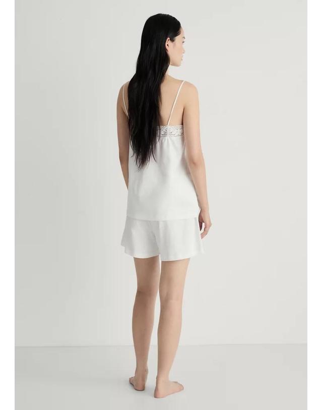 망고 망고 순면 드로스트링 파자마 반바지 27054768_01 BLANCO 화이트 착용컷