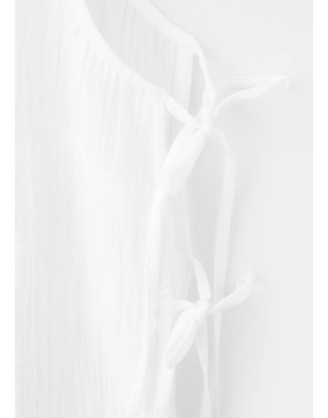 망고 망고 민소매 리본 바이오 코튼 탑 37091376_01 BLANCO 화이트 착용컷
