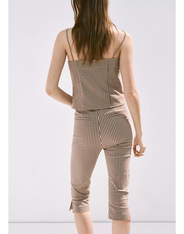 망고 망고 깅엄 체크 카프리 팬츠 37081459_30 MARRON 브라운 착용컷