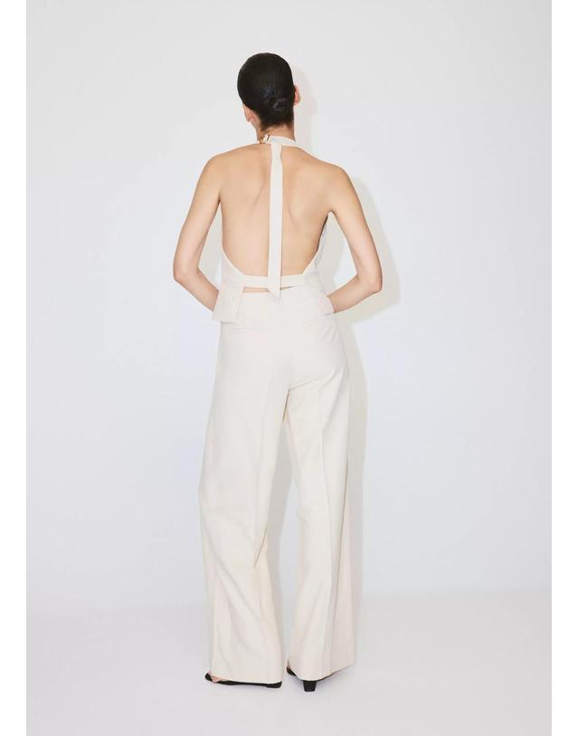 망고 망고 홀터넥 오픈백 플리츠 점프수트 37082893_08 BEIGE 베이지 착용컷