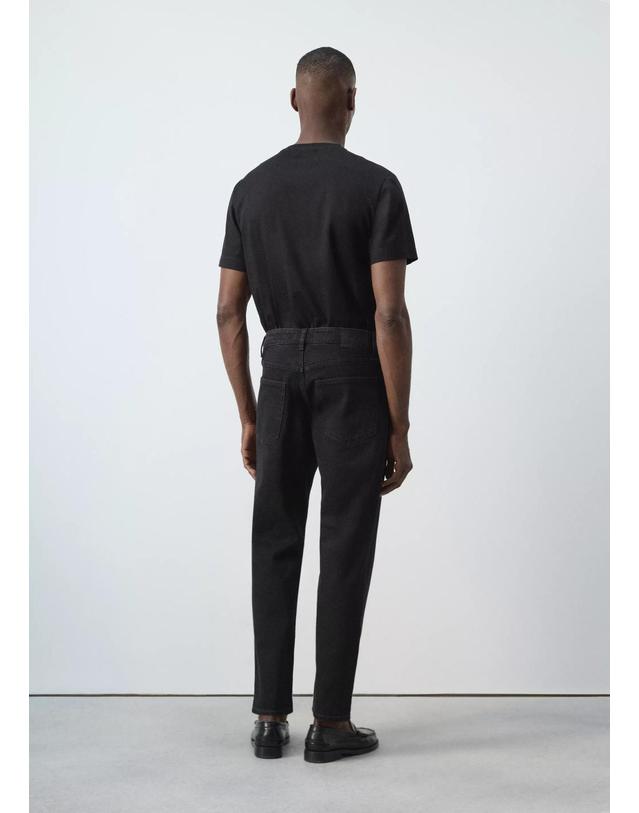 망고 망고 크롭 테이퍼드핏 청바지 37002901_TN DENIM NEGRO 네이비 착용컷
