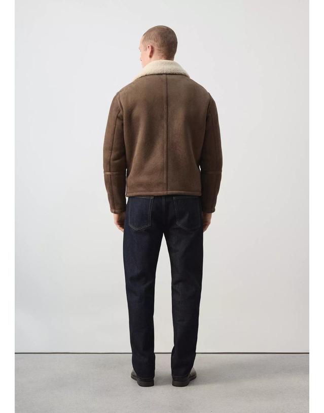 망고 망고 레귤러핏 무스탕 집업 재킷 37003277_CG COGNAC 초콜릿 착용컷