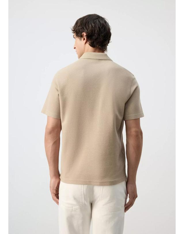 망고 망고 텍스처 코튼 혼방 반팔 폴로셔츠 37042898_08 BEIGE 베이지 착용컷