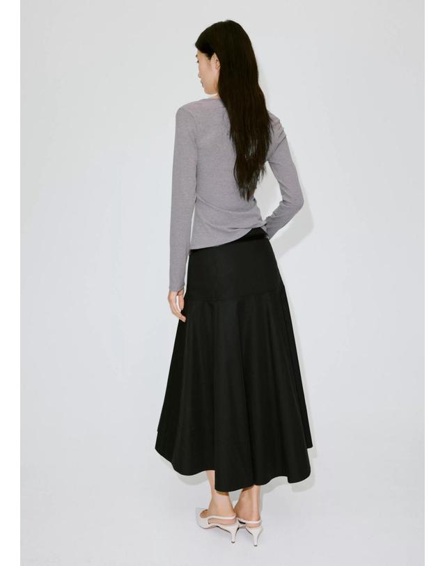 망고 망고 브이넥 골지 슬림핏 긴팔 티셔츠 37054075_92 GRIS 그레이 착용컷