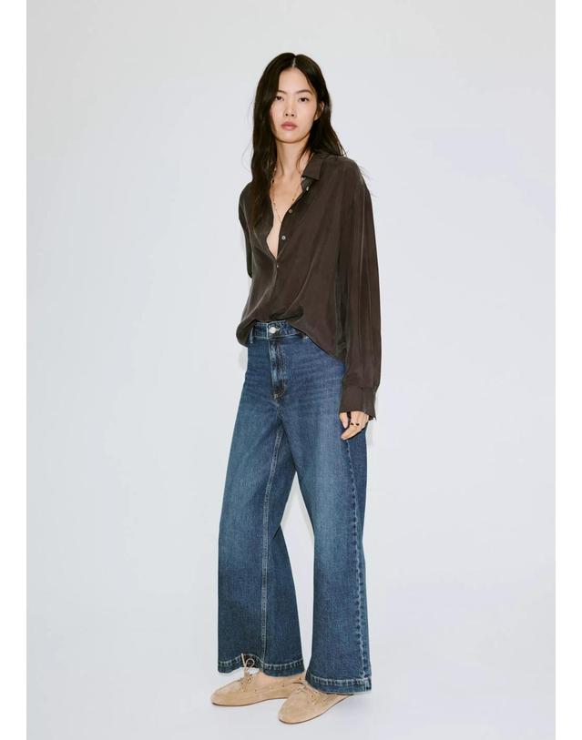 망고 망고 하이웨이스트 큐롯 데님 팬츠 37024082_TO AZUL OSCURO 네이비 착용컷