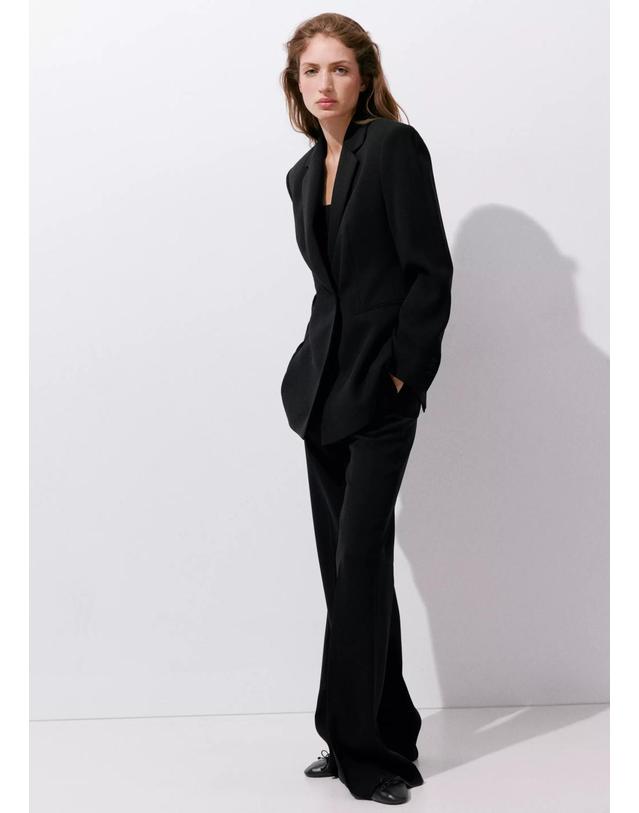망고 망고 더블브레스트 벨트 정장 재킷 37065841_99 NEGRO 블랙 착용컷
