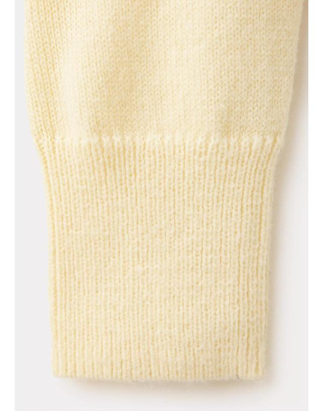 망고 망고 버클 벨트 크루넥 긴팔 니트 스웨터 37005884_11 AMARILLO PASTEL 노랑 착용컷