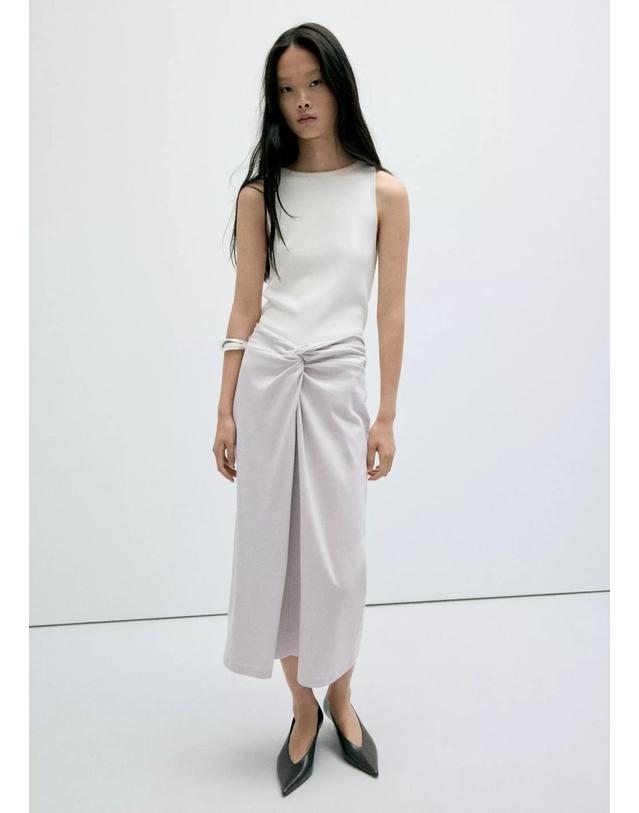 망고 망고 매듭 디테일 미디 스커트 37064115_92 GRIS 그레이 착용컷