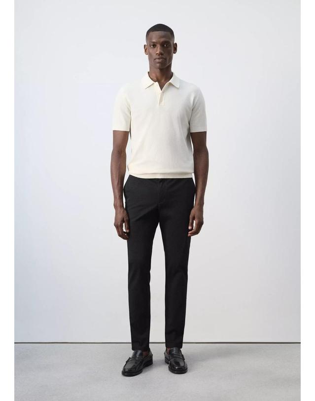 망고 망고 슬림핏 치노 트윌 팬츠 37014411_99 NEGRO 블랙 착용컷