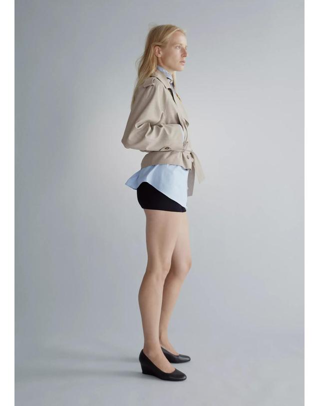 망고 망고 벨트 숏 트렌치 코트 37064472_08 BEIGE 베이지 착용컷