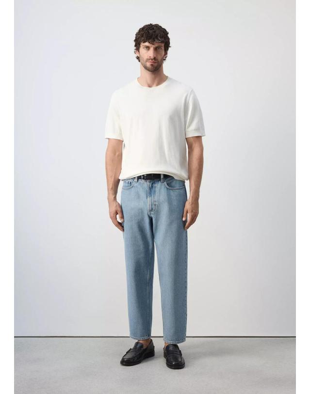 망고 망고 크롭 캐럿핏 데님 청바지 37074402_TC AZUL CLARO 블루 착용컷