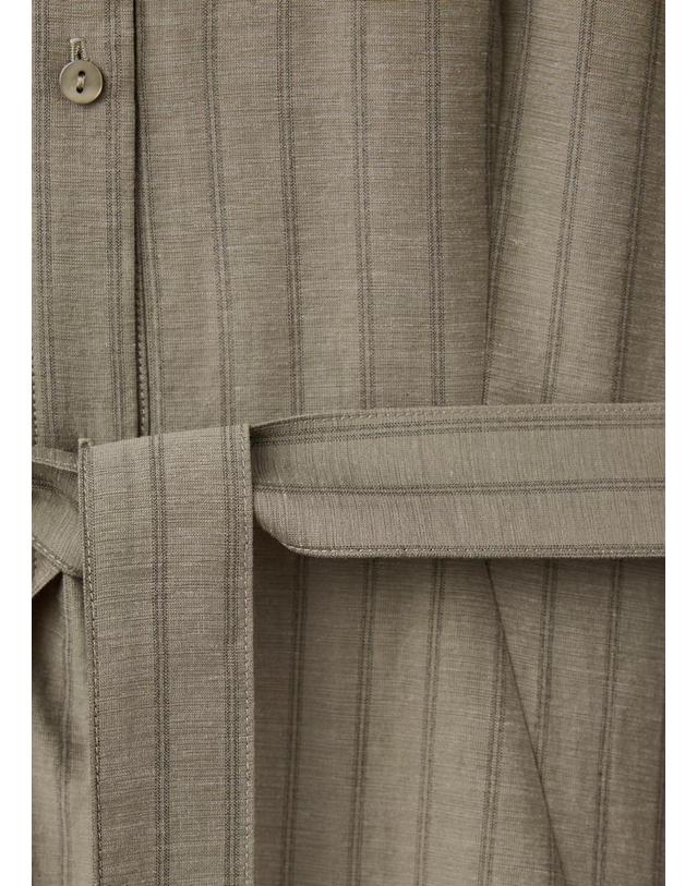 망고 망고 핀스트라이프 벨트 셔츠 원피스 37015999_37 KHAKI 카키 착용컷