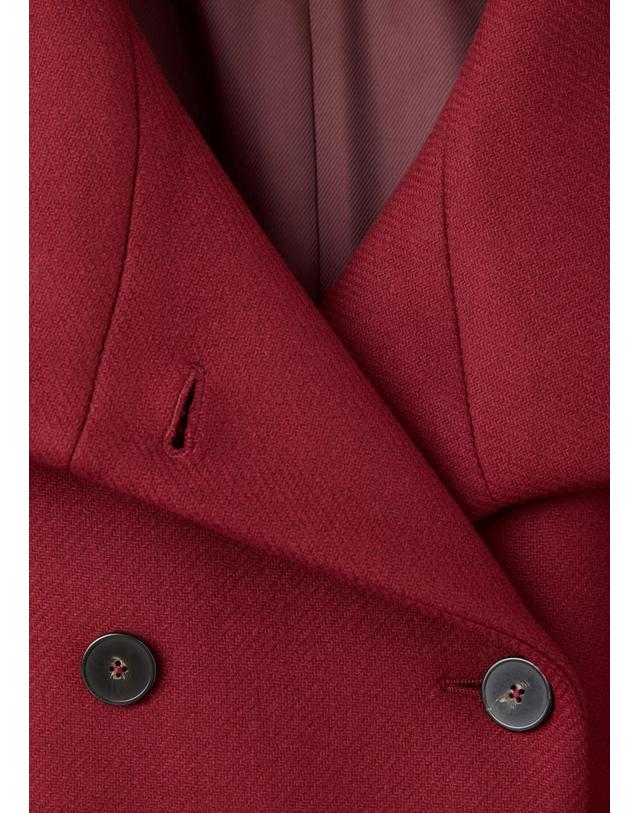 망고 망고 오버핏 벨트 롱 코트 37017807_70 ROJO 레드 착용컷