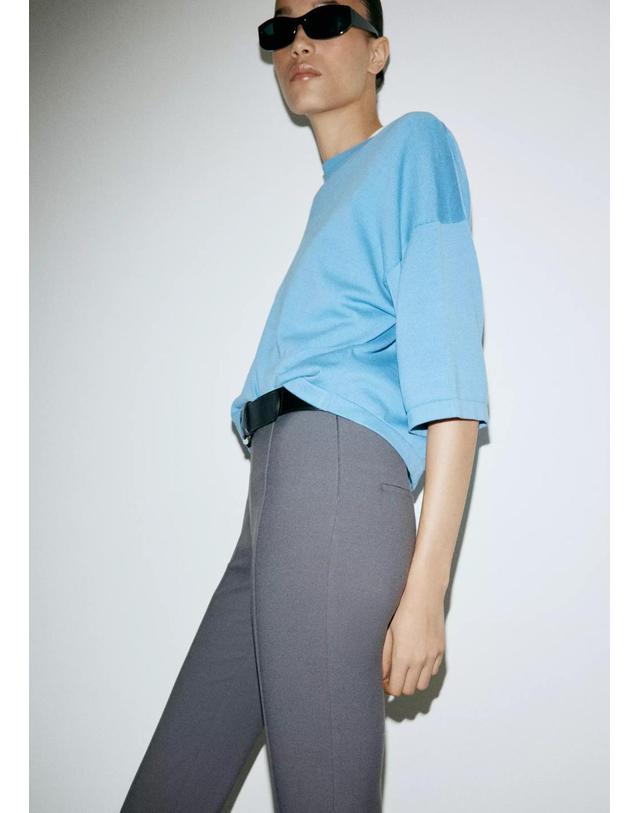 망고 망고 하이웨이스트 크롭 슬림 팬츠 37044473_95 GRIS ANTRACITA 그레이 착용컷