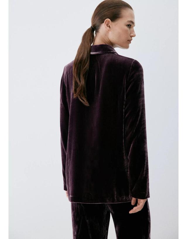 망고 망고 레귤러핏 벨벳 긴팔 셔츠 37022926_65 MORADO 퍼플 착용컷