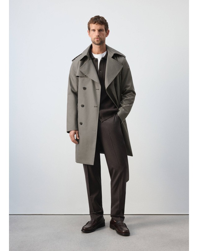 망고 망고 더블버튼 벨트 트렌치 코트 37055977_98 GRIS VISON 그레이 착용컷
