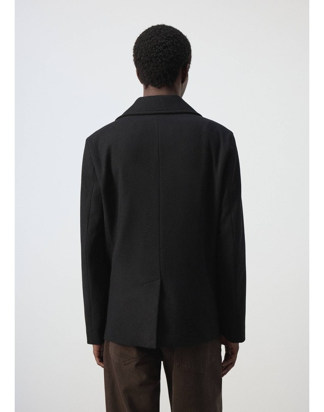 망고 망고 더블브레스트 울 혼방 슬림핏 코트 37047884_99 NEGRO 블랙 착용컷