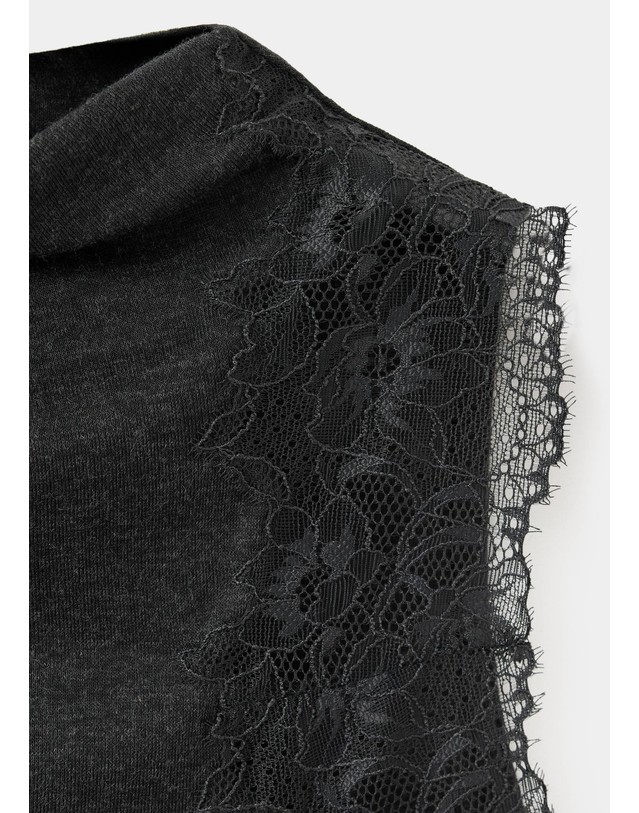 망고 망고 하이넥 레이스 민소매 탑 37035855_95 GRIS ANTRACITA 그레이 착용컷