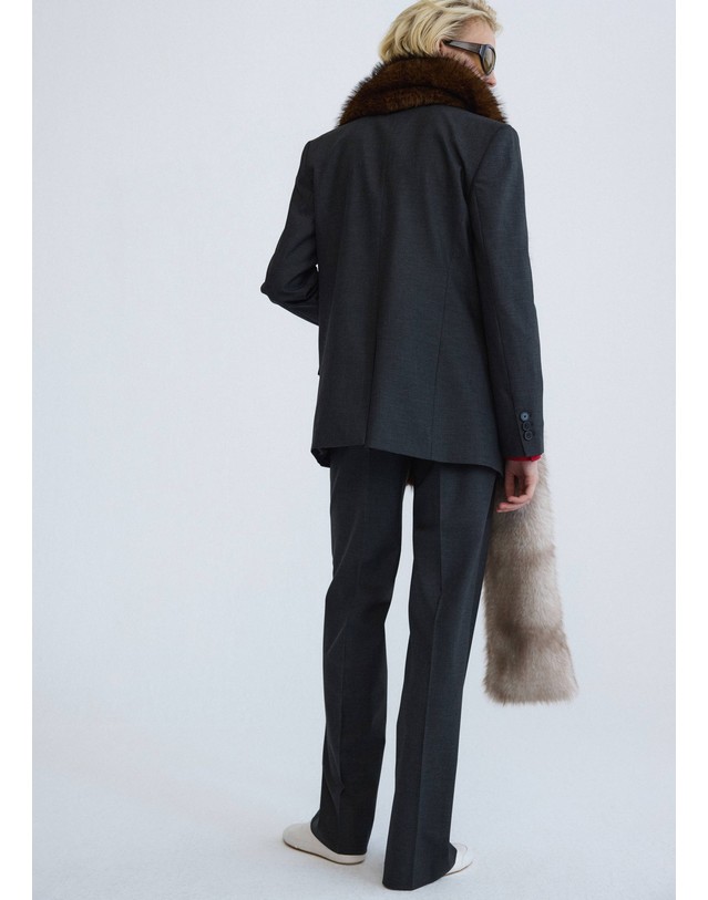 망고 망고 울 혼방 테일러드 블레이저 37056364_92 GRIS 그레이 착용컷