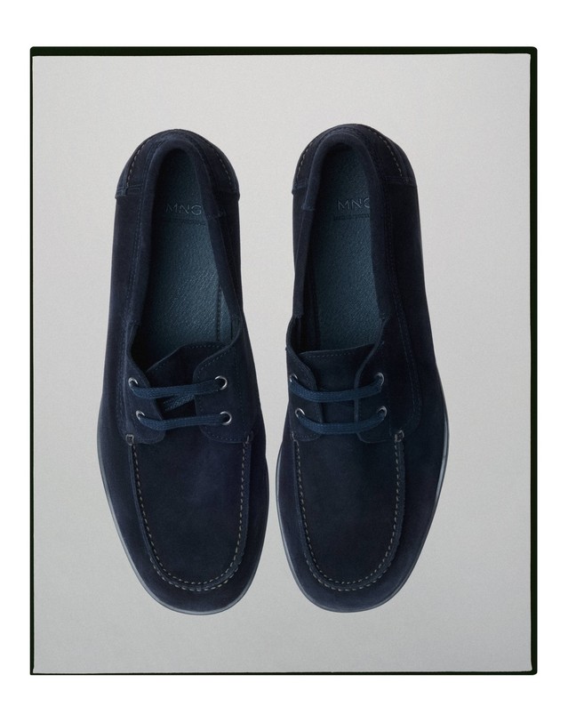 망고 망고 레더 레이스업 보트 슈즈 37095881_54 AZUL INDIGO 네이비 착용컷