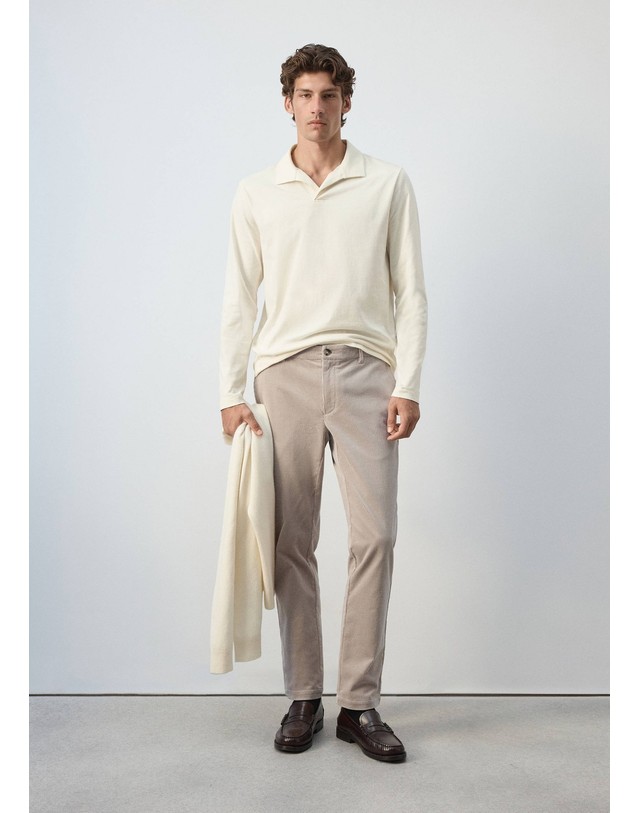 망고 망고 슬림핏 코듀로이 팬츠 37077898_06 GRIS CLARO/PASTEL 그레이 착용컷