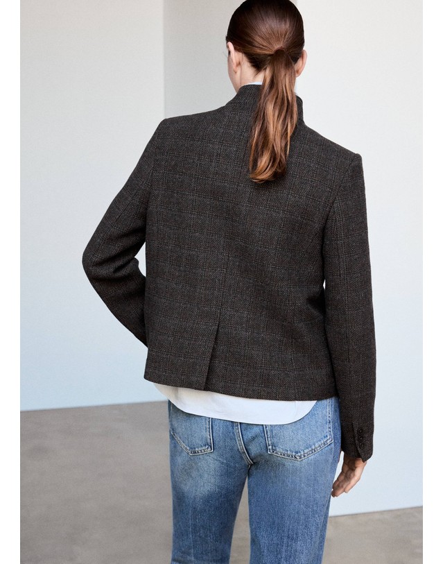 망고 망고 하이넥 울 혼방 블레이저 37057913_92 GRIS 그레이 착용컷