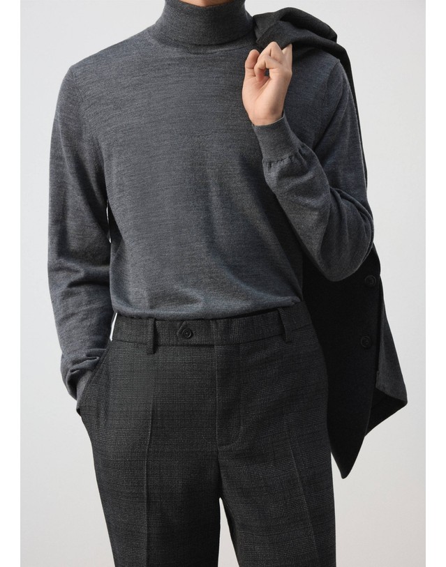 망고 망고 체크 울 혼방 레귤러핏 슬랙스 37007891_96 GRIS OSCURO VIGORE 그레이 착용컷