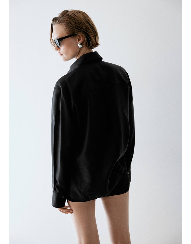 망고 망고 라이오셀 긴팔 셔츠 37087802_99 NEGRO 블랙 착용컷