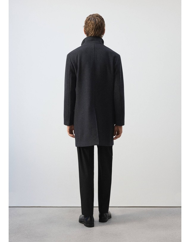 망고 망고 울 혼방 퍼널넥 싱글 코트 37037890_96 GRIS OSCURO VIGORE 그레이 착용컷