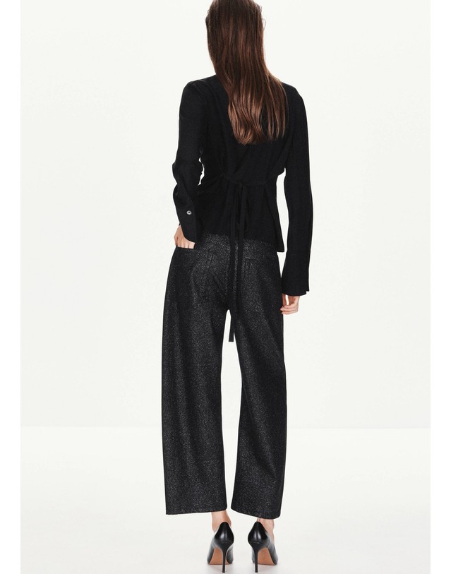망고 망고 루렉스 벌룬 크롭 청바지 37038288_TN DENIM NEGRO 네이비 착용컷