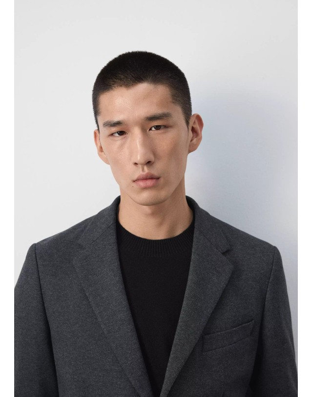 망고 망고 슬림핏 코튼 혼방 테일러드 재킷 37087885_92 GRIS 그레이 착용컷