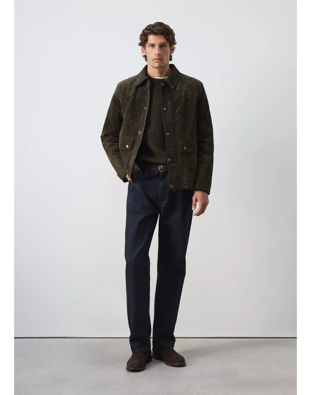 망고 망고 스웨이드 셔츠카라 버튼 자켓 37087886_39 VERDE OSCURO 그린 착용컷
