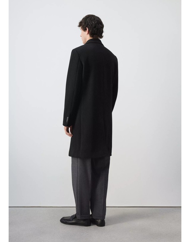 망고 망고 울 혼방 더블 롱 코트 47081329_99 NEGRO 블랙 착용컷
