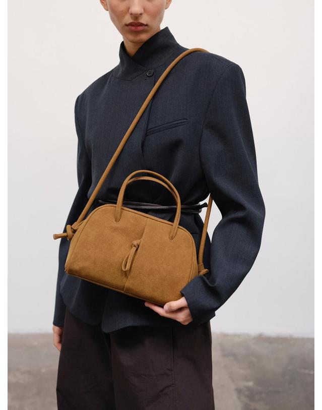 올랜드 올랜드 탑핸들 사첼 미니 브루클린 백 57154212823375 SUEDE - BROWN 카멜 착용컷