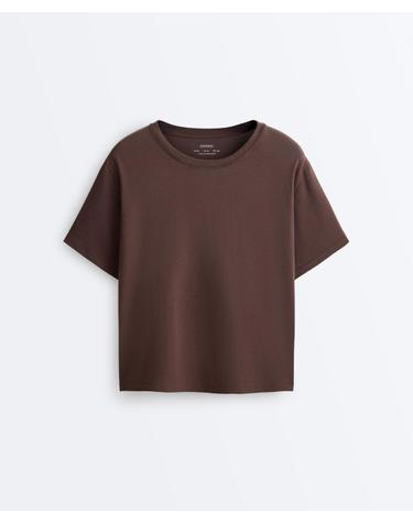 오이쇼 박시 라운드넥 반팔 코튼 티셔츠 5409/169/716 DARK BROWN
