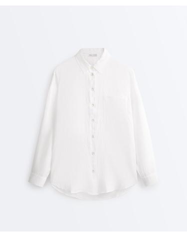 오이쇼 100% 리넨 릴렉스핏 긴팔 셔츠 0097/109/251 WHITE