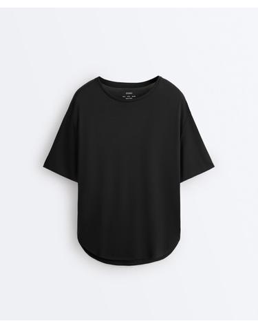 오이쇼 모달 혼방 라운드넥 반팔 티셔츠 0638/555/800 BLACK