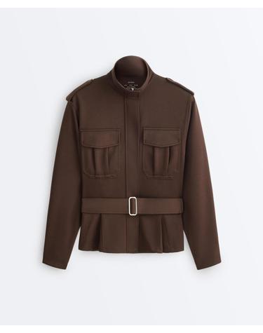 오이쇼 크롭 피케 벨트 유틸리티 자켓 5506/338/716 DARK BROWN