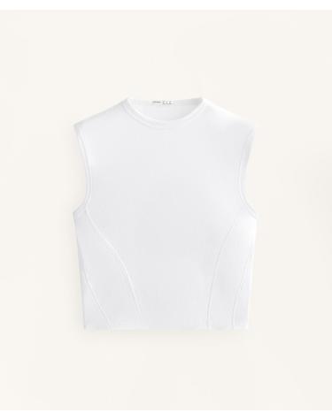오이쇼 미니멀 골지 코튼 모달 슬리브리스 탑 0400/131/251 WHITE