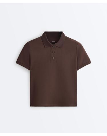 오이쇼 피케 라운드넥 반팔 폴로 셔츠 5408/065/716 DARK BROWN