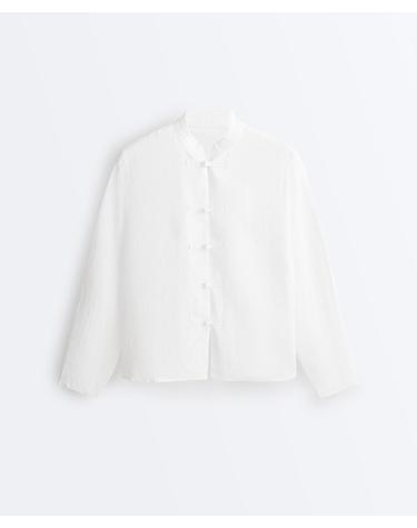 오이쇼 린넨 스탠딩 칼라 긴팔 셔츠 5176/115/251 WHITE
