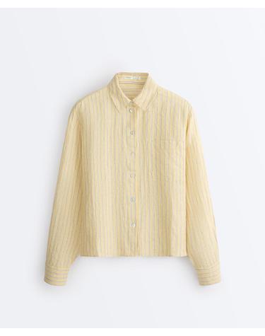 오이쇼 100% 린넨 긴팔 셔츠 5355/109/319 SOFT YELLOW